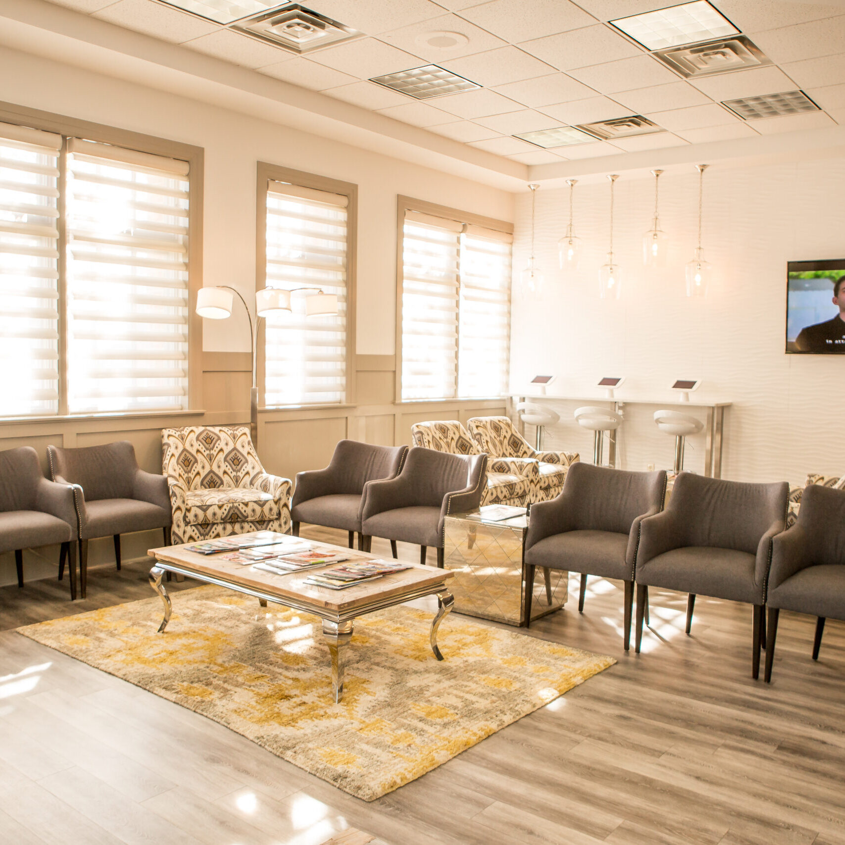 Waiting room seating at the Limbaugh Orthodontics office in Huntsville